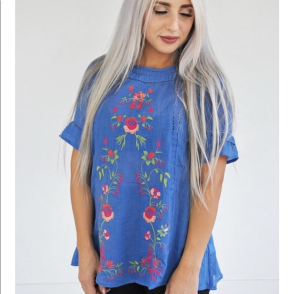 Blue Embroidered Shirt